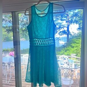 Juniors  Turquoise Lace Dress L